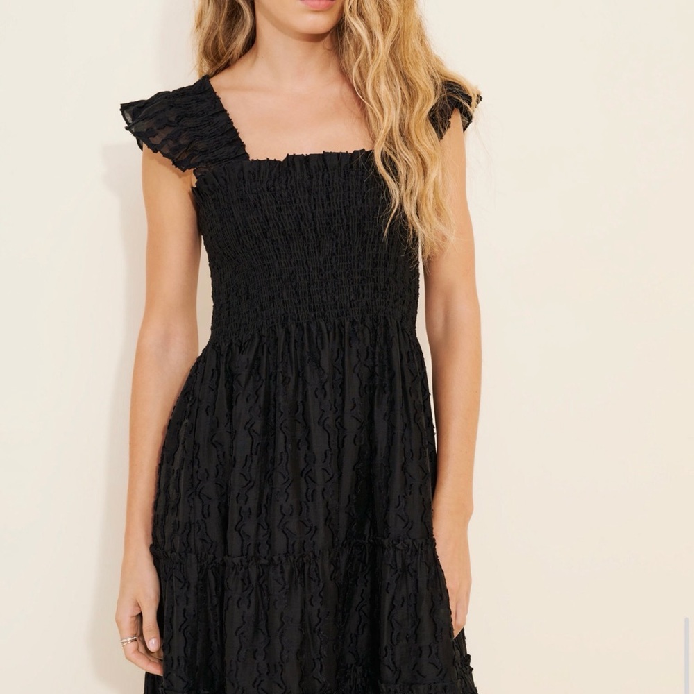 Hill House Black Smocked Midi Dress